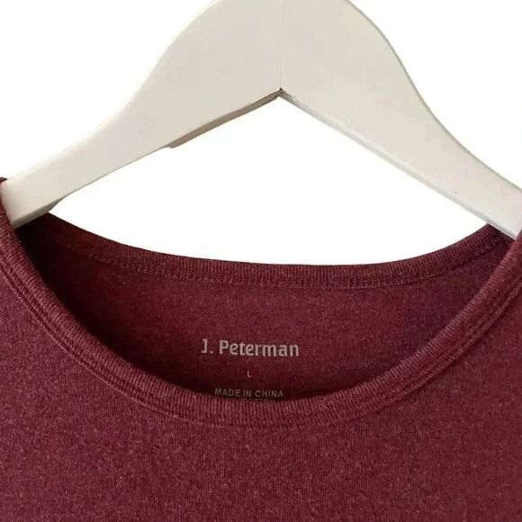 J Peterman  Trendy Burgundy Crewneck Cotton Soft Short Sleeves T-Shirt SZ L - Picture 2 of 15